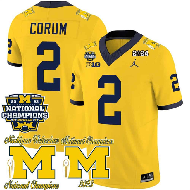 Men's Michigan Wolverines #2 Blake Corum Yellow F.U.S.E. CFP 2023 National Champions Patch Vapor Stitched Football Jersey Men's Michigan Wolverines #2 Blake Corum Yellow F.U.S.E. CFP 2023 National Champions Patch Vapor Stitched Football Jersey